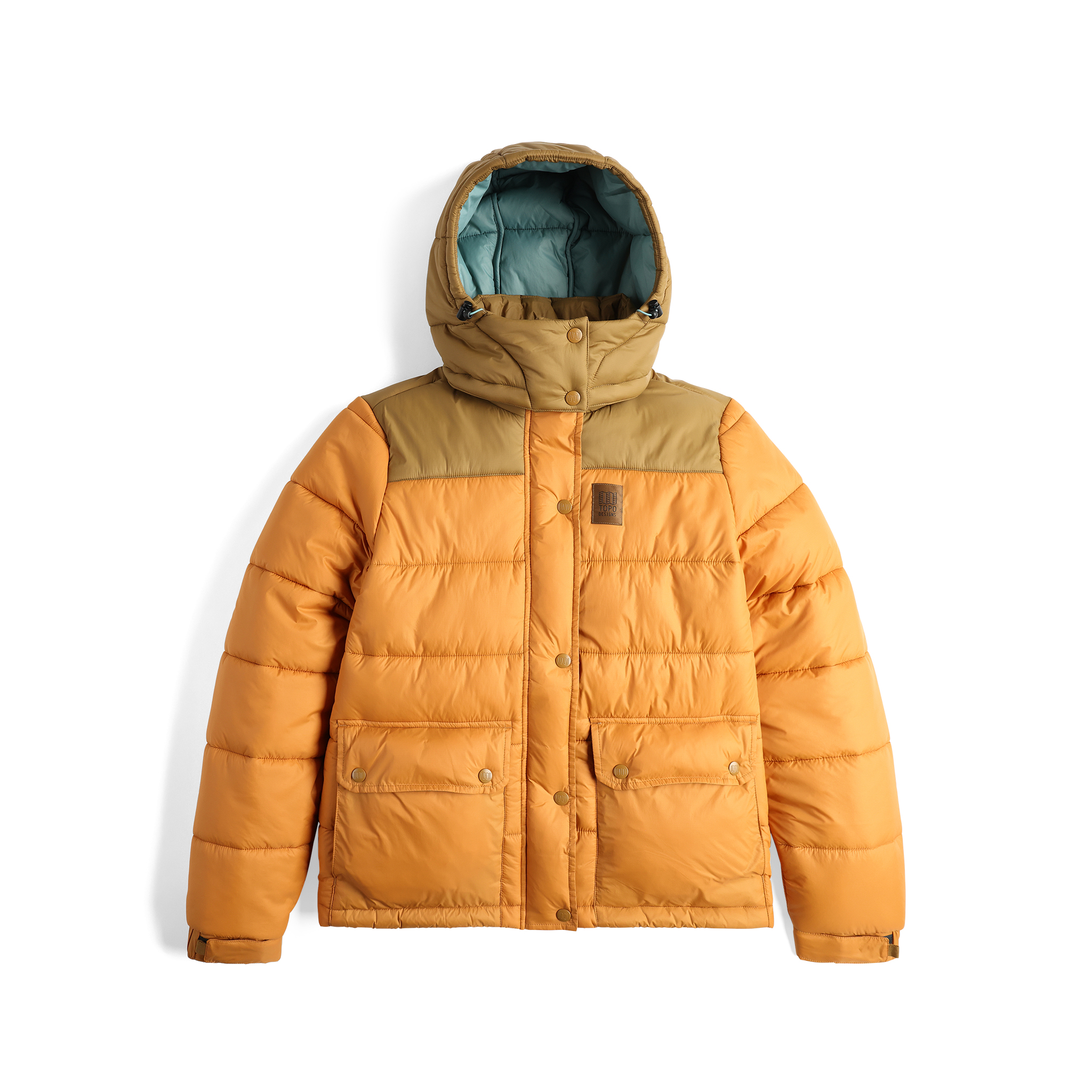 Topo Designs Women's Retro Ridge Puffer Jacket - Dark Khaki / Spice